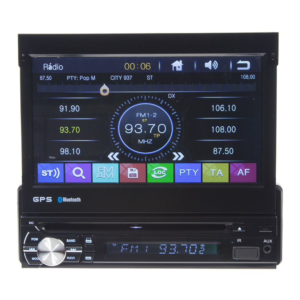 1DIN DVD autorádio s výsuvným 7" LCD, bluetooth,multicolor, SD/USB/FM/DUAL-GPS/RDS/ČESKÉ MENU