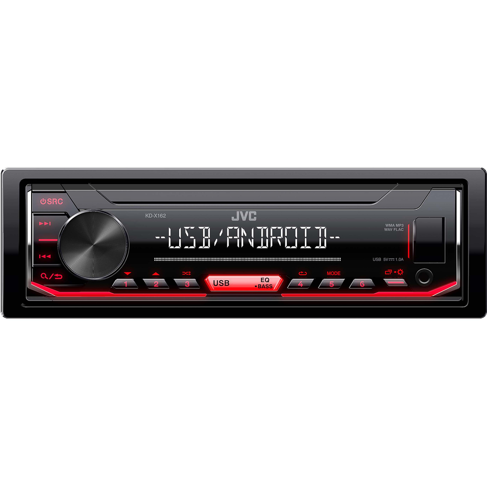 JVC autorádio bez mechaniky/USB/AUX/červené podsvícení/odnímatelný panel - KD-X162