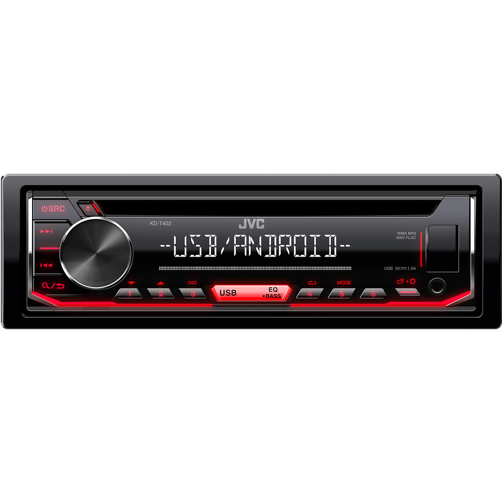 JVC KD-T402 - Autorádio s CD/MP3/USB/AUX/červeně podsvícená tlačítka/odním.panel
