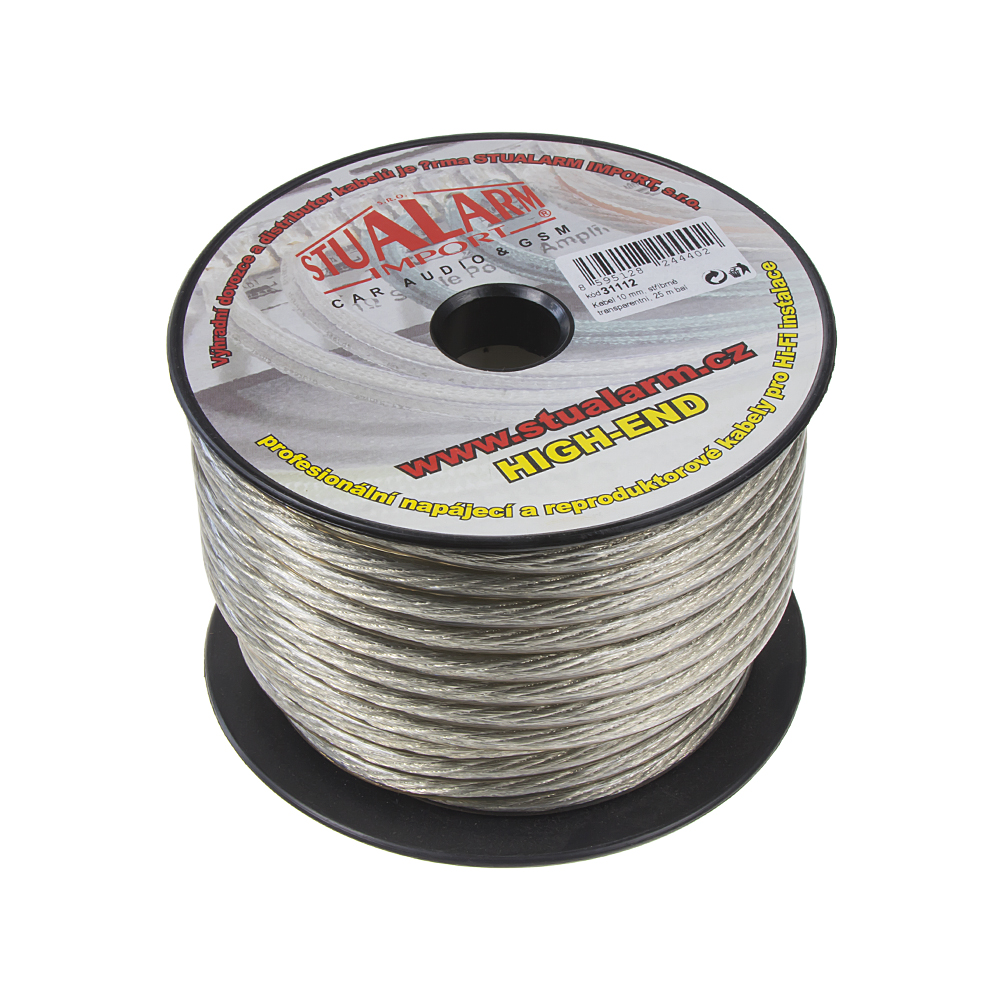 Kabel 10 mm, stříbrně transparentní, 25 m bal