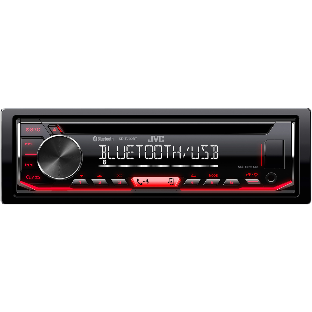 JVC KD-T702BT - Autorádio s CD/MP3/USB/AUX/Bluetooth připojení/červené podsvícení/odním.panel 