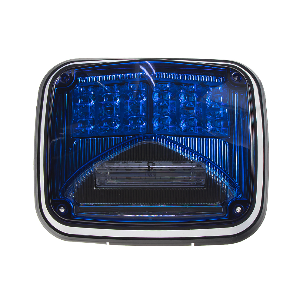 Výstražné LED světlo obdélníkové s přísvitem, 12-24V, modré, ECE R65 - kf026blu