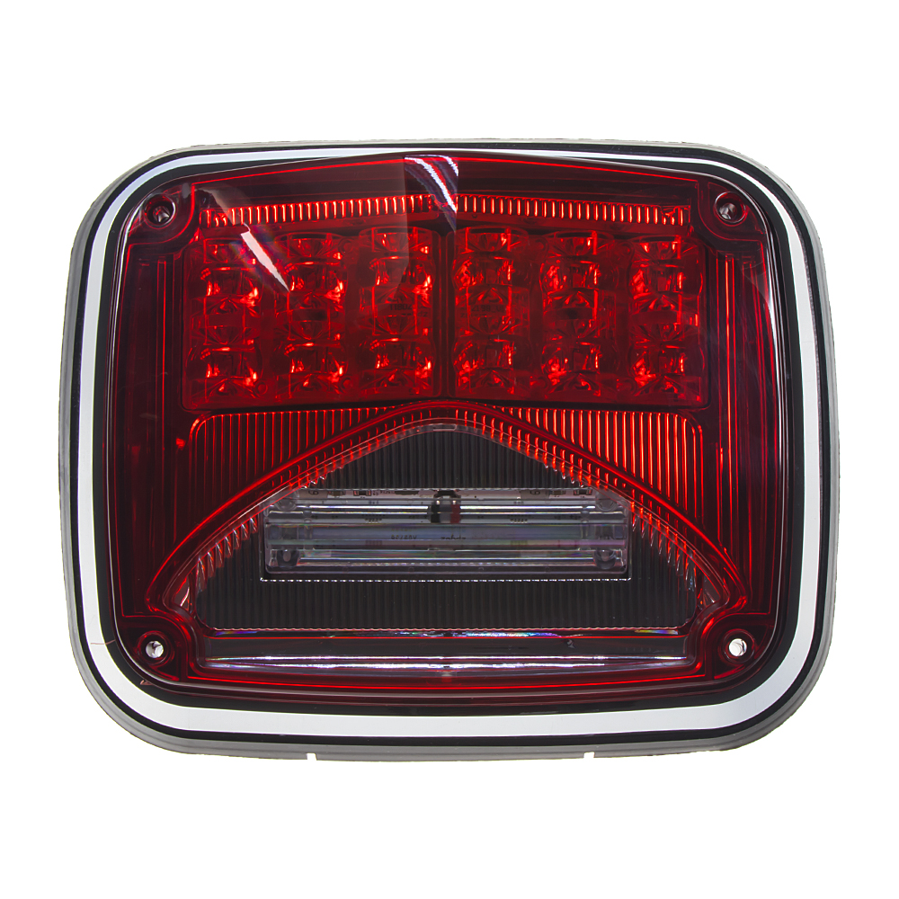 Výstražné LED světlo obdélníkové s přísvitem, 12-24V, červené, ECE R65 - kf026red