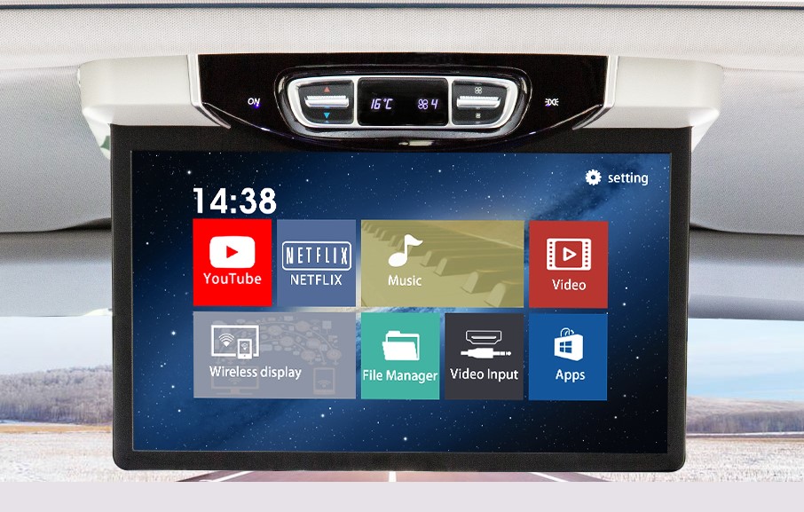 Stropní LCD monitor 15,6" šedý s OS. Android HDMI / USB, pro Mercedes-Benz V260 - ds-157AMC