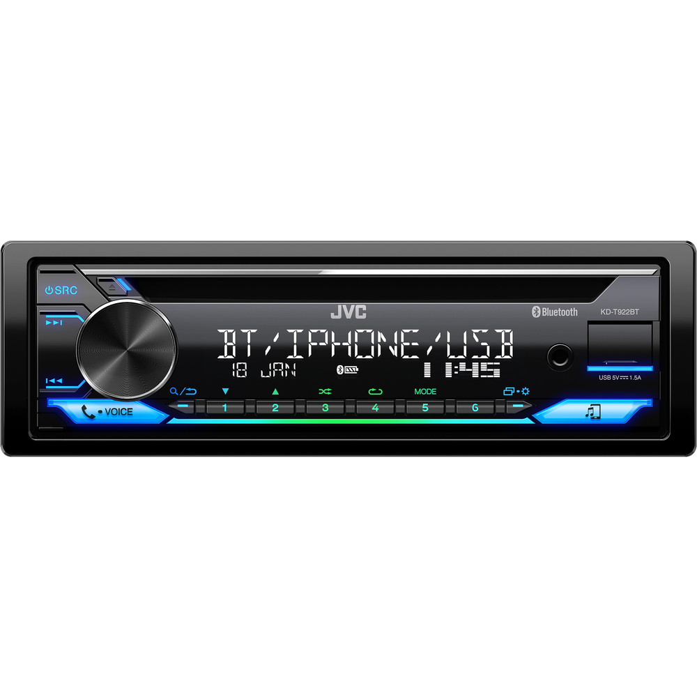 JVC KD-T922BT - Autorádio s CD/MP3, USB, AUX, Bluetooth, multicolor