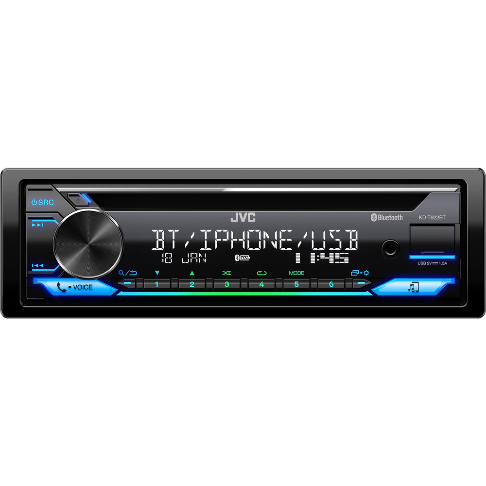 JVC KD-T922bt - Autorádio s CD/MP3/USB/AUX/Bluetooth připojení/multicolor podsvícení/odním.panel