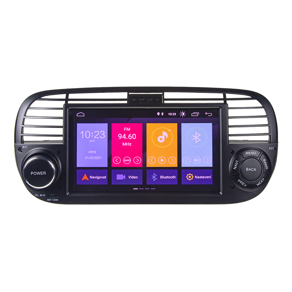 Autorádio pro Fiat 500 s 7" LCD, Android 10.0, WI-FI, GPS, Mirror link, Bluetooth, 2x USB