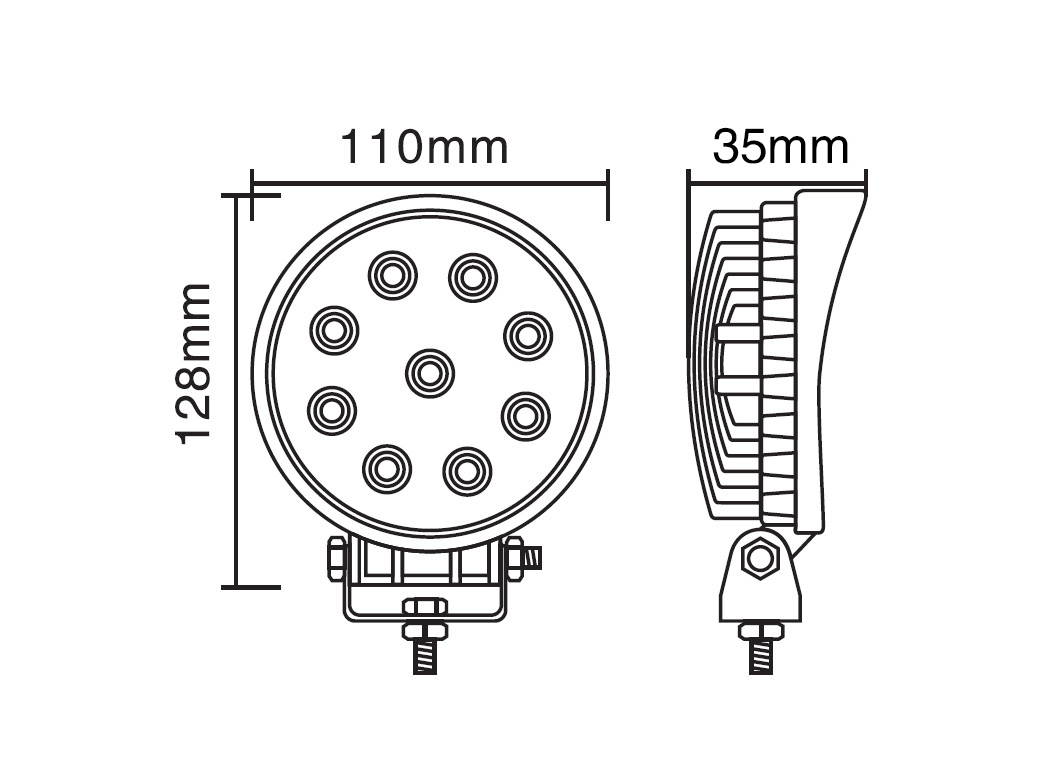 LED světlo kulaté, 9x3W, ECE R10 - wl-2760B