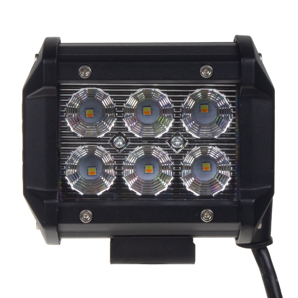 LED světlo obdélníkové bílé/oranžový predátor 6x3W, 99x80x65mm
