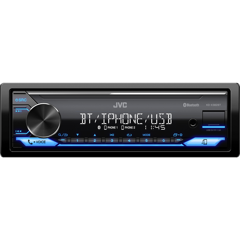 JVC KD-X382BT - Autorádio bez mechaniky/Bluetooth/USB/AUX/modrá barva podsvícení/odním.panel 