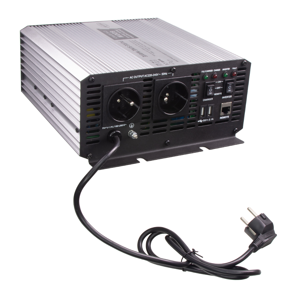 Autonabíječka 12V/10A + měnič sinus 600W 12/230V, UPS - 35pswCH612