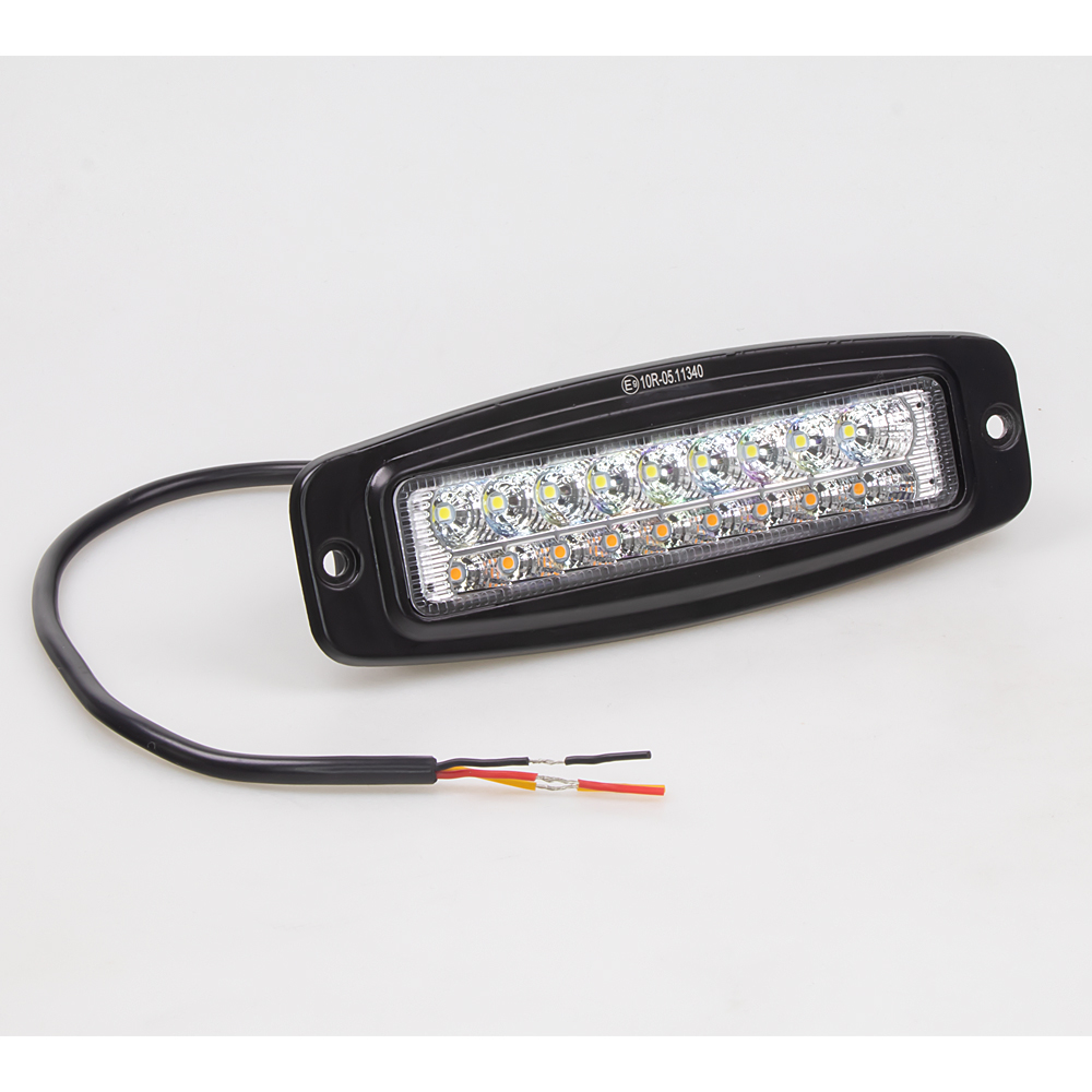 LED světlo obdélníkové, bílé/oranžové, 18x3W, 185 mm