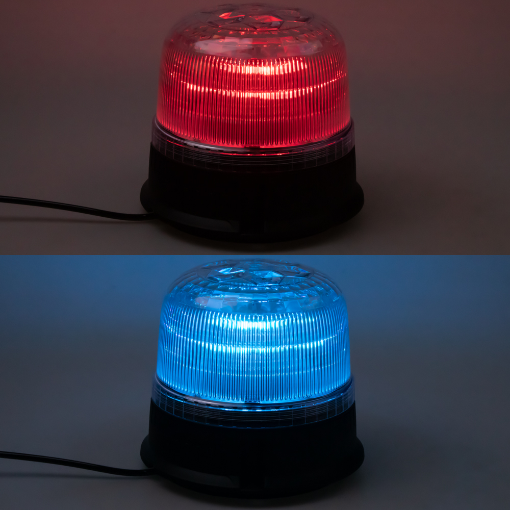 LED maják, 12-24V, modro-červený, magnet, ECE R65 - wl825dualBR