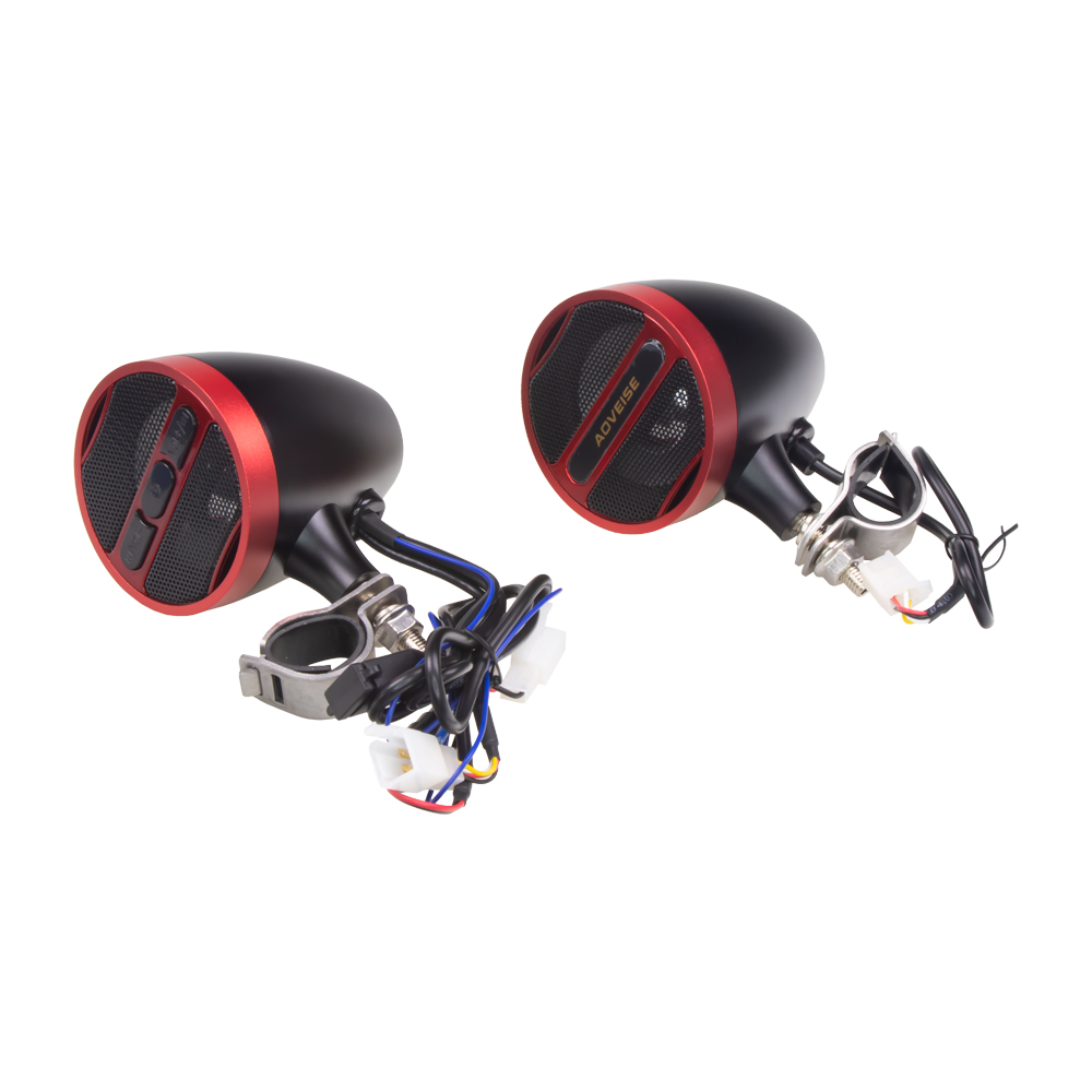 Zvukový systém na motocykl, skútr, ATV s FM, USB, BT, barva červená/černá - rsm103r