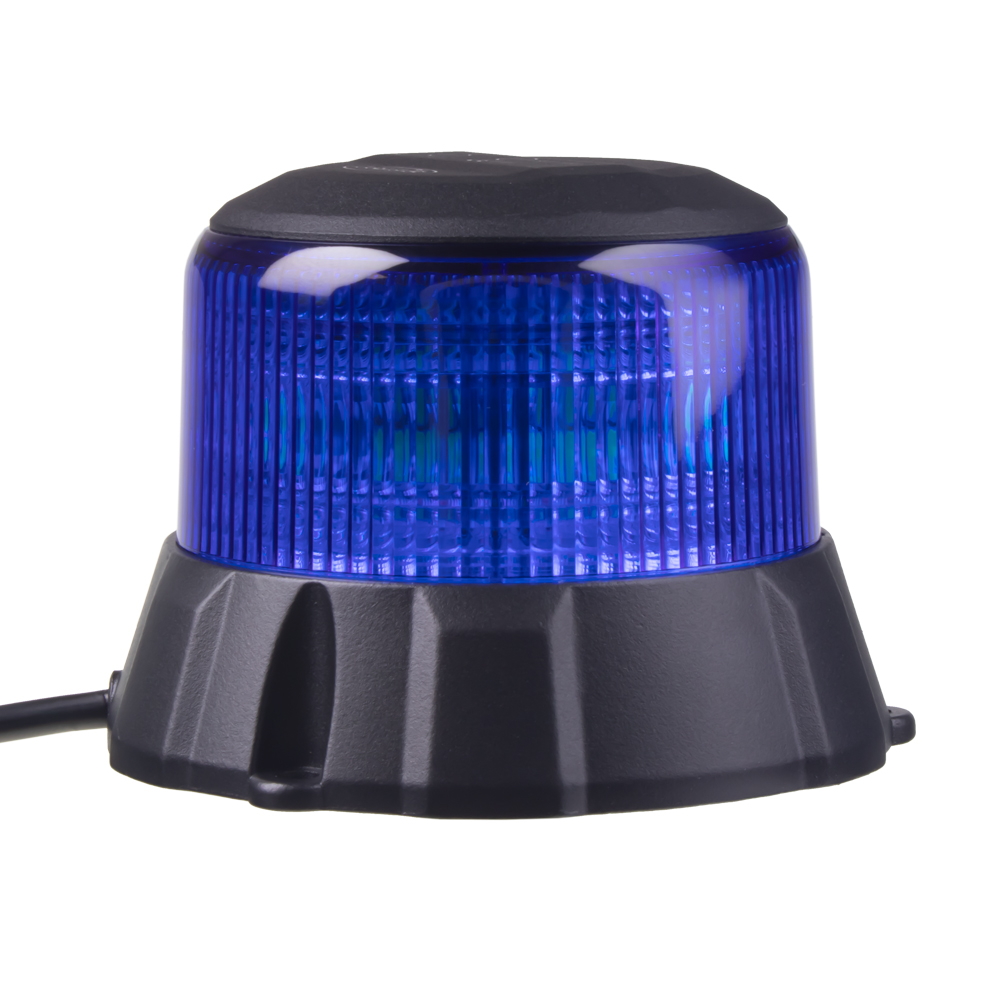 Robustní modrý LED maják, černý hliník, 48W, ECE R65 - wl403fixblu