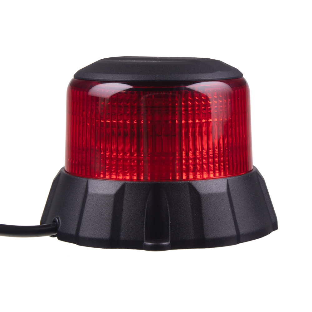 Robustní červený LED maják, černý hliník, 48W, ECE R65 - wl403fixred