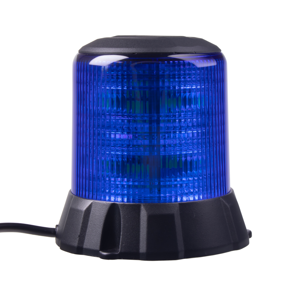 Robustní modrý LED maják, černý hliník, 96W, ECE R65 - wl405fixblu