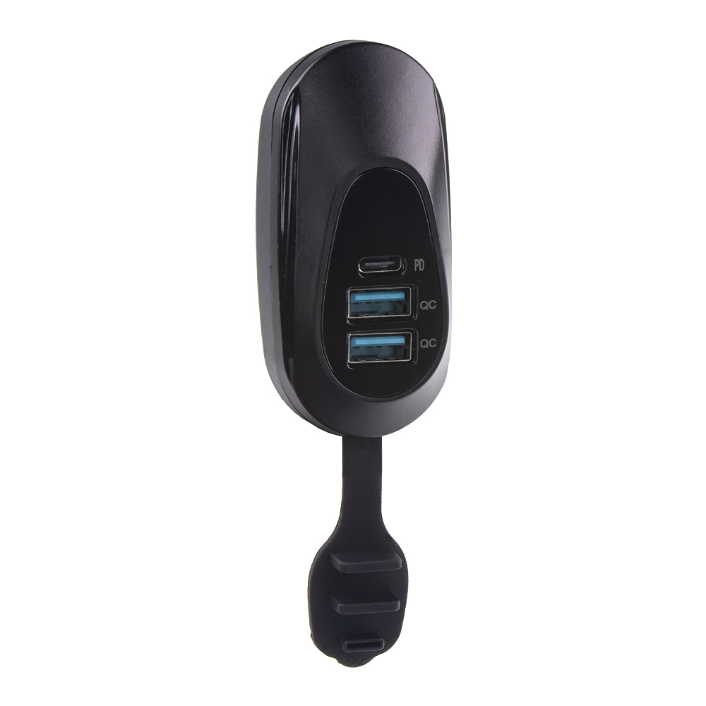 2x USB QC3.0 + USB-C PD3.0 zásuvka 12/24V, montáž na tyč - 34711