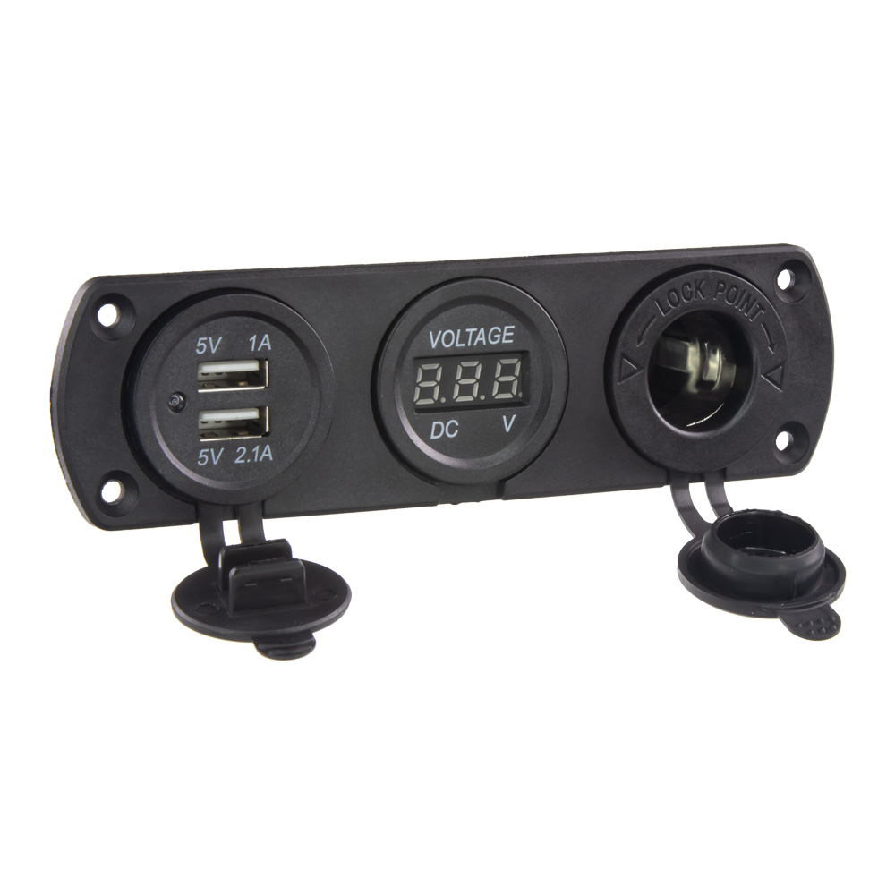 Trojitá zásuvka do panelu CL, Voltmetr, 2x USB nabíječka - 34695