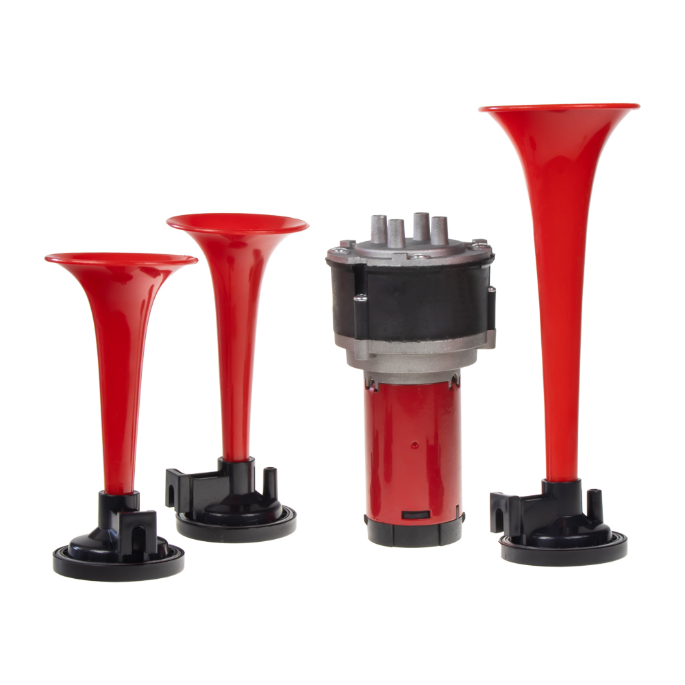 3-tónová fanfára 220mm, 12V červená s kompresorem ECE R28 - sn-023/12Vred