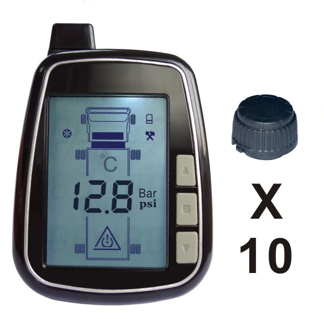 TPMS kontrola tlaku v pneumatice 10 externích čidel