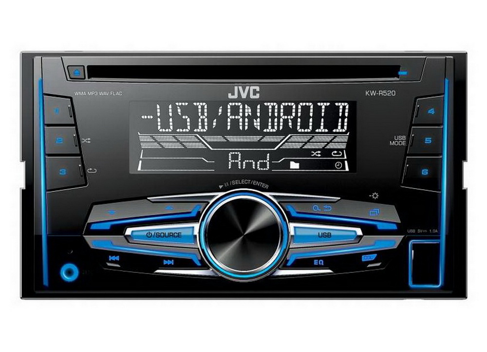 JVC 2DIN autorádio s CD/USB/2xAUX/Multicolor