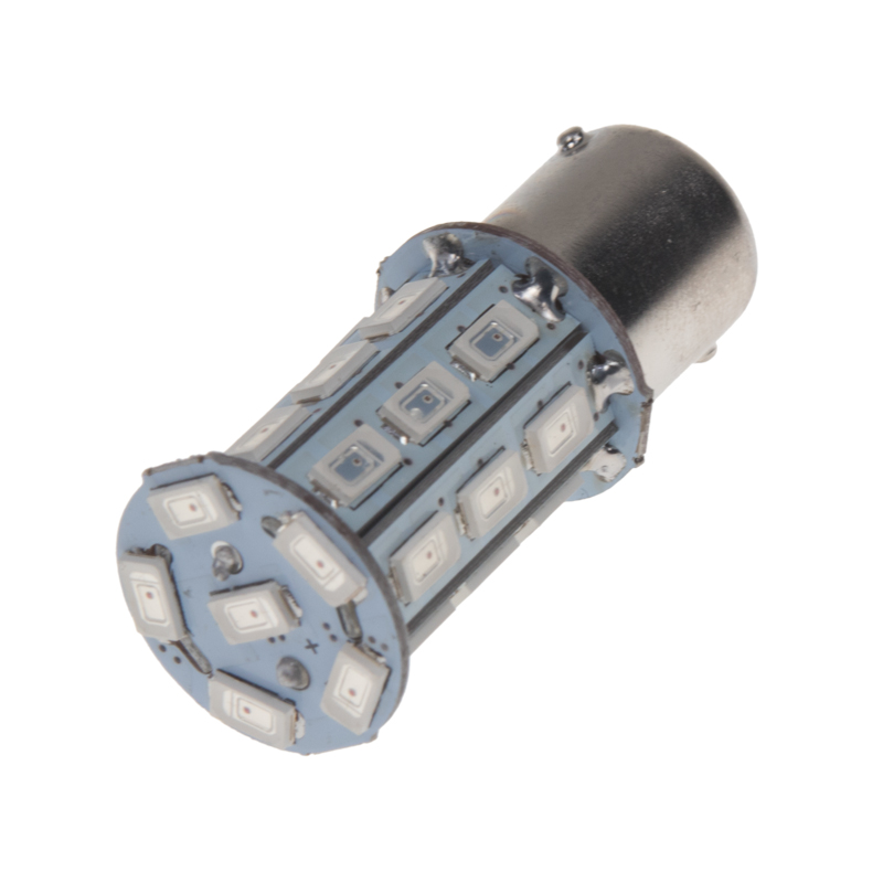 LED BA15s červená, 12V, 27LED/3SMD